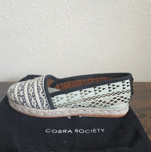 COBRA SOCIETY Molly Flat Espadrille Charcoal Aqua SZ 37/US 6.5 - Picture 2 of 11
